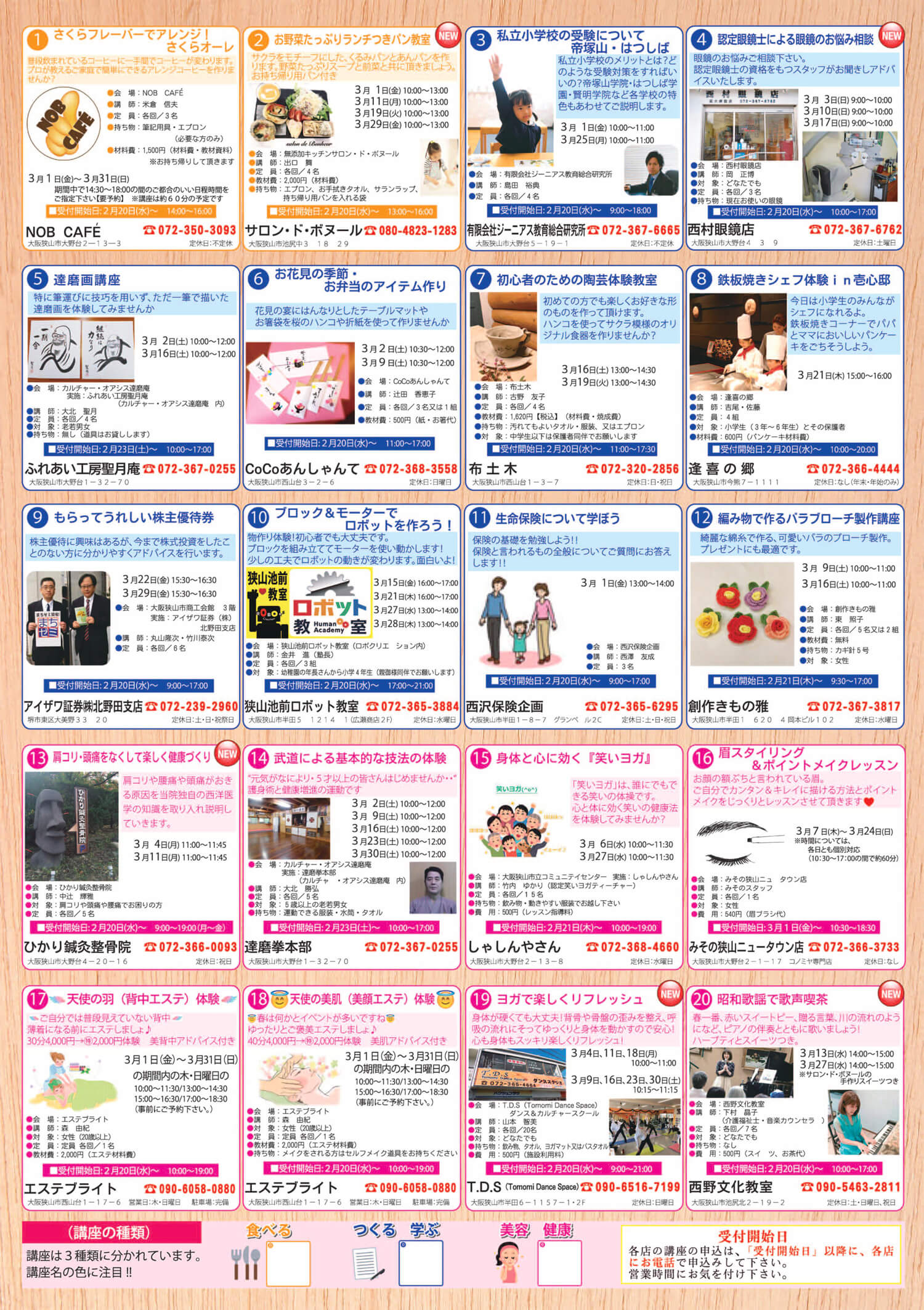 【受講料無料】お店の人から教えてもらおう！第9回「大阪狭山まちゼミ」が2019年3月1日から開催！