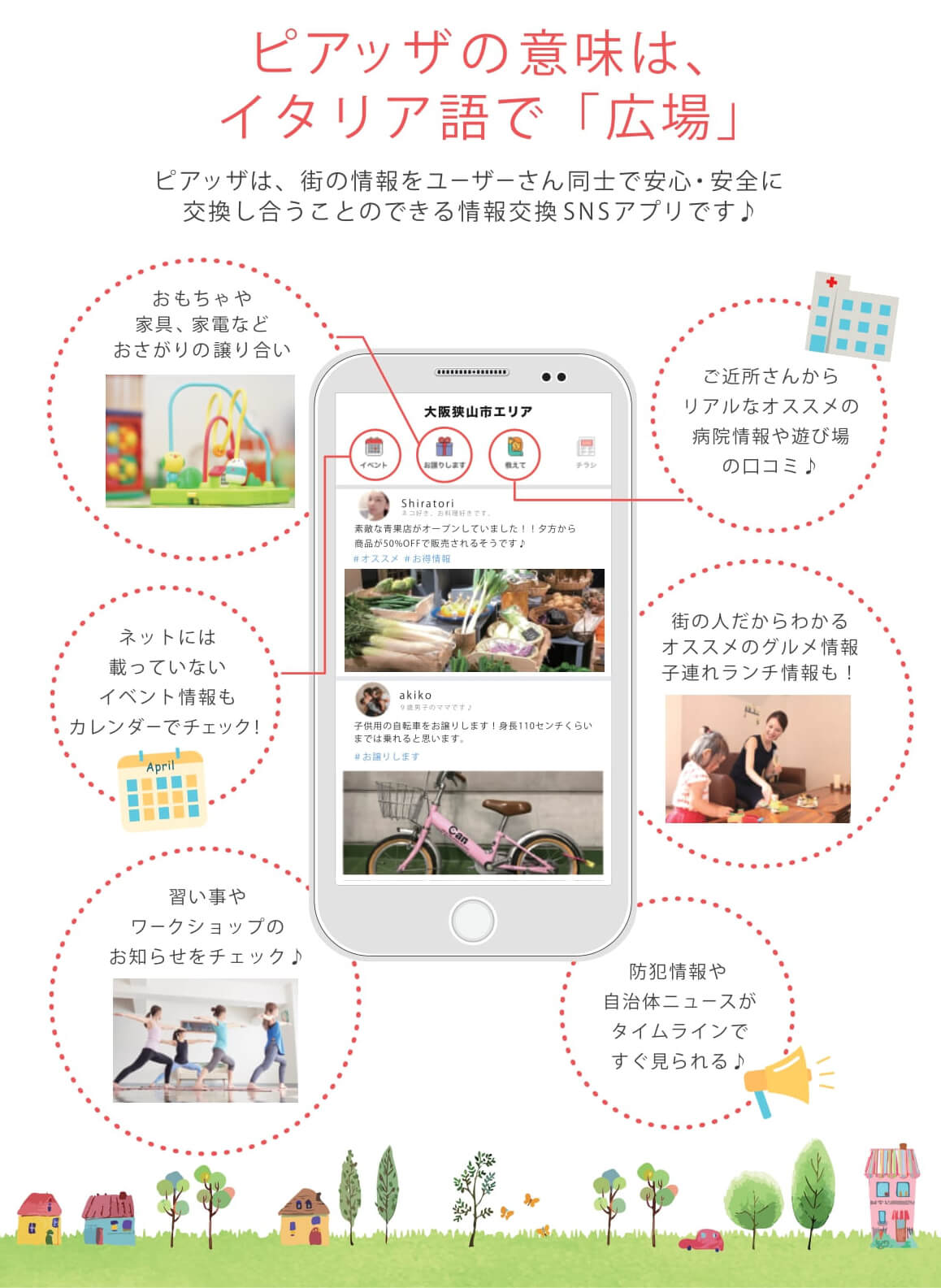 地域SNSアプリ「ピアッザ」で、大阪狭山市・河内長野市・富田林市エリアが開設されました (3)