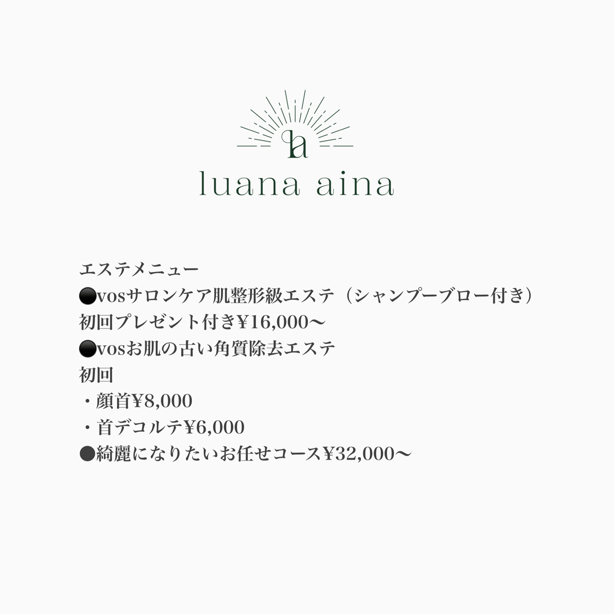 東野西1丁目にあるサロン（美容室・エステ・脱毛）「Luana aina(ルアナ アイナ)」をご紹介します (2)