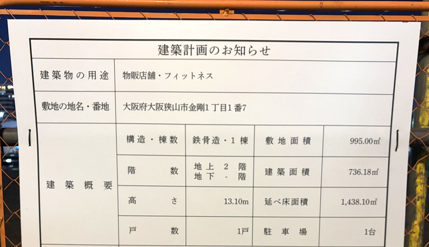 【金剛駅すぐ】三井住友銀行 金剛支店 跡地に「物販店舗・フィットネス」建設予定！ (1)